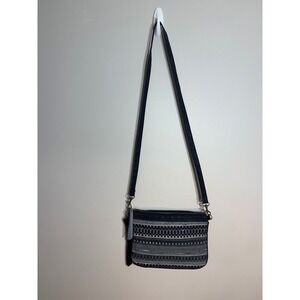 Calliope Black Gray Tribal Pattern Crossbody Purse Bag With Tassel